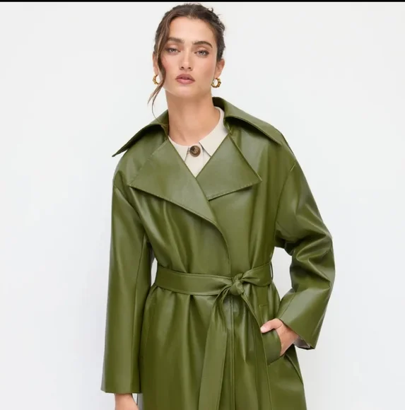 Pretty Little Thing Olive Green Women's Trench Coat Size 18 - Picture 1 of 7